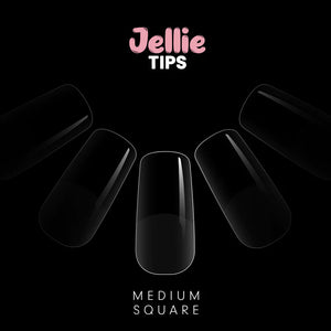 Halo Jellie Nail Tips Medium Square, Sizes 0-11, 480 Mixed Sizes