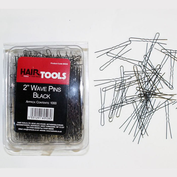 Hair Tools 2" WAVE PINS BLACK (BOX OF 1000)