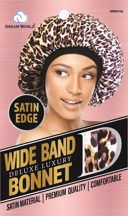 Dream World W-Wide Band Bonnet Satin Leopard