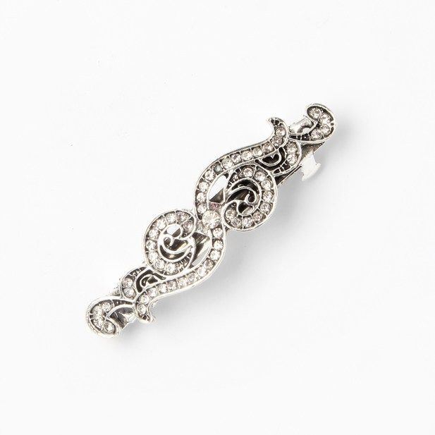 Molly & Rose Item 4223 Antique style vintage crystal swirl barrette 6.5cm