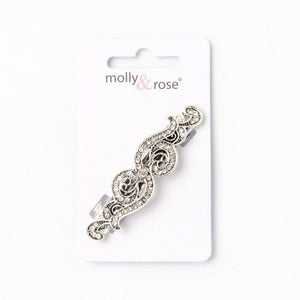 Molly & Rose Item 4223 Antique style vintage crystal swirl barrette 6.5cm