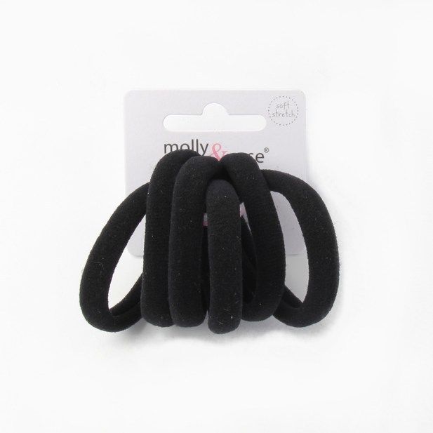 Molly & Rose Item 6392 XL jersey elastic - Black - 1cm thick - Card of 4