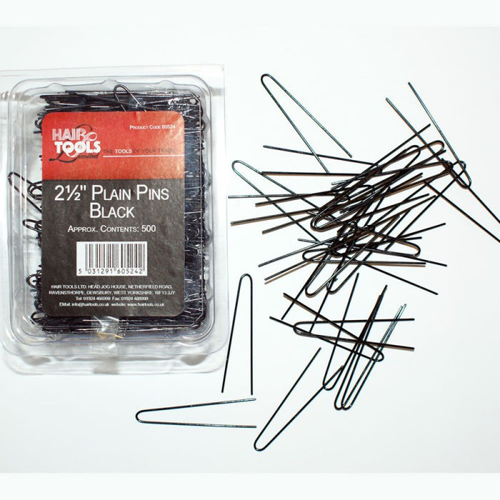 2.5" PLAIN PINS BLACK (BOX OF 500)