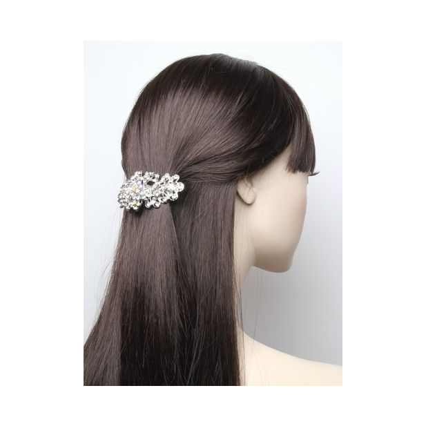 Molly & Rose Item 5085 Crystal filligree flower barrette 9cm