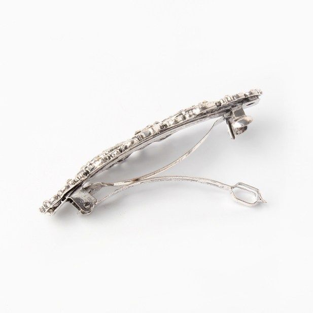 Molly & Rose Item 5816 Metal crystal flligree barrette 8cm