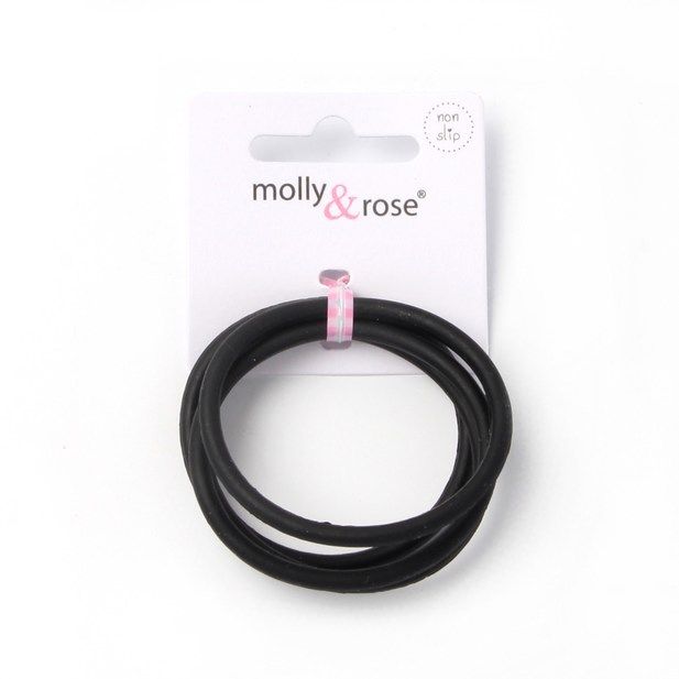 Molly & Rose Item 5883 Silicone elastic - Black - 3mm thick - Card of 4