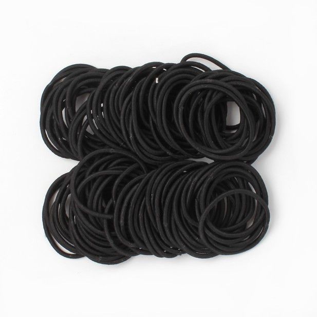 Molly & Rose Item 6405 Bulk elastics - Black - 3mm thick - Pack of 100