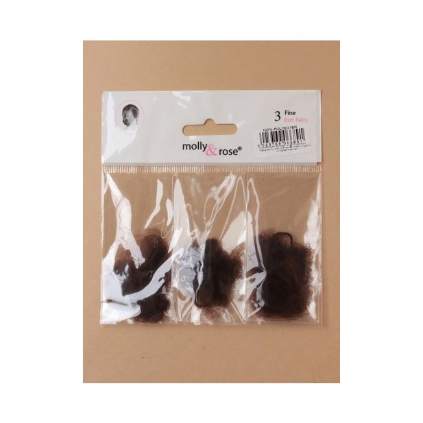 Molly & Rose Item 6689 Pack of 3 fine mesh Brown bun nets