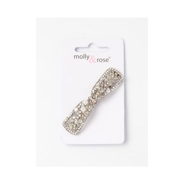 Molly & Rose Item 7611 Crystal bow barrette clip 6cm