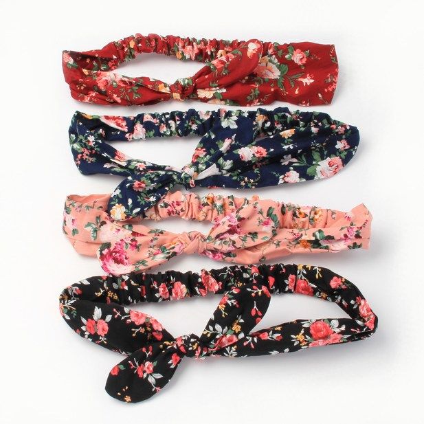 Molly & Rose Item 7681 100% cotton floral print fabric headwrap with wired bow