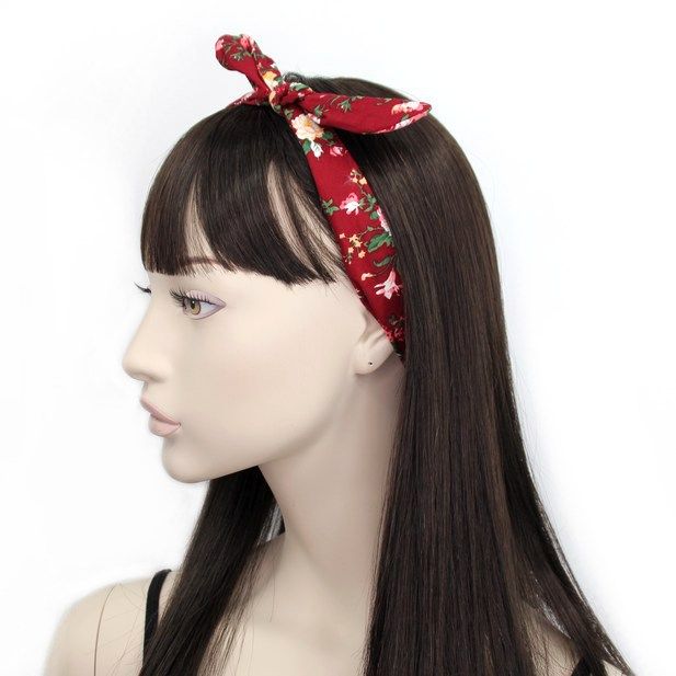 Molly & Rose Item 7681 100% cotton floral print fabric headwrap with wired bow