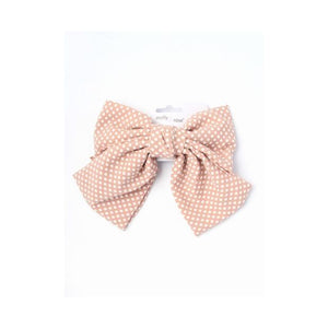 Molly & Rose Item 7792 Large polka dot fabric bow on a barrette clip 15cm