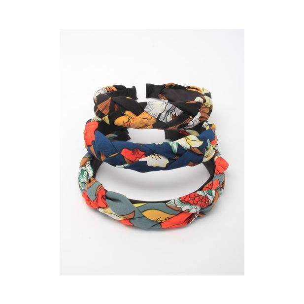 Molly & Rose Item 7893 2cm wide Bold floral print plaited fabric aliceband