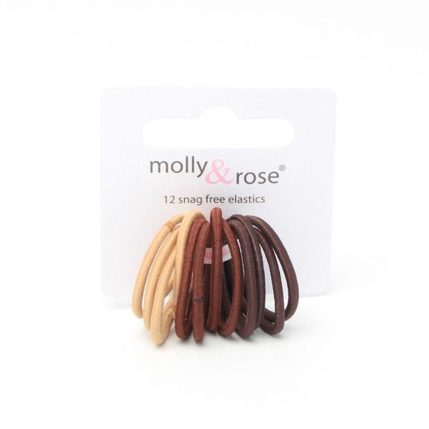 Molly & Rose Item 8093 Mini elastics - Browns - 2mm thick - Card of 12