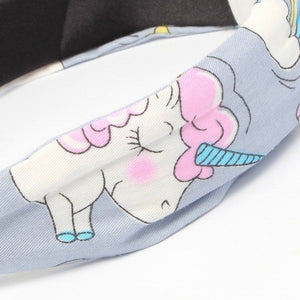 Molly & Rose Item 8203 2.8cm wide 100% cotton Unicorn print knotted top aliceband