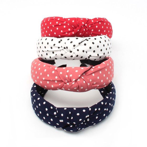 Molly & Rose Item 8353 3cm wide Polka dot print knotted aliceband