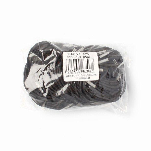 Molly & Rose Item 8708 Bulk elastics - Black - 2mm thick - Pack of 100