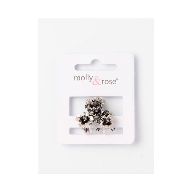 Molly & Rose Item 7617 Silv metal crystal clamp 2.5cm