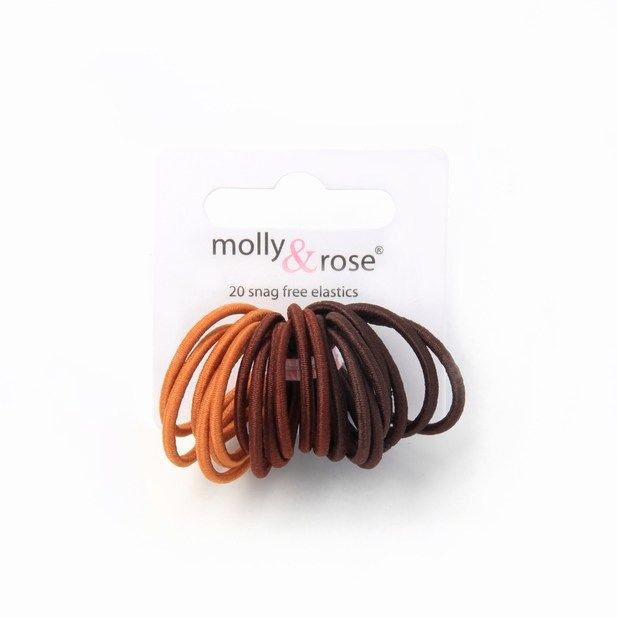 Molly & Rose Item 8084 Mini elastics - Browns - 2mm thick - Card of 20