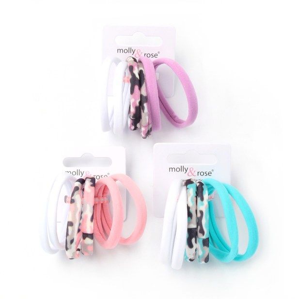 Molly & Rose Item 8097 Jersey elastics - Assorted - 7mm thick - Card of 6