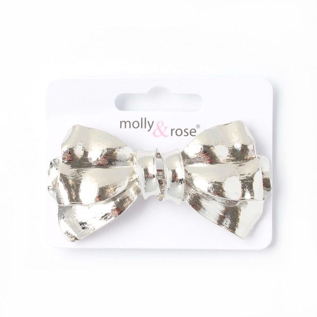 Molly & Rose Item 8204 Metal bow barrette clip. 8cm