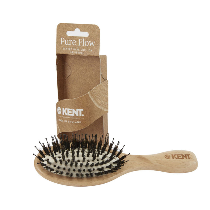 Kent PURE FLOW VENTED OVAL CUSHION BRISTLE NYLON MIX HAIRBRUSH LPF1