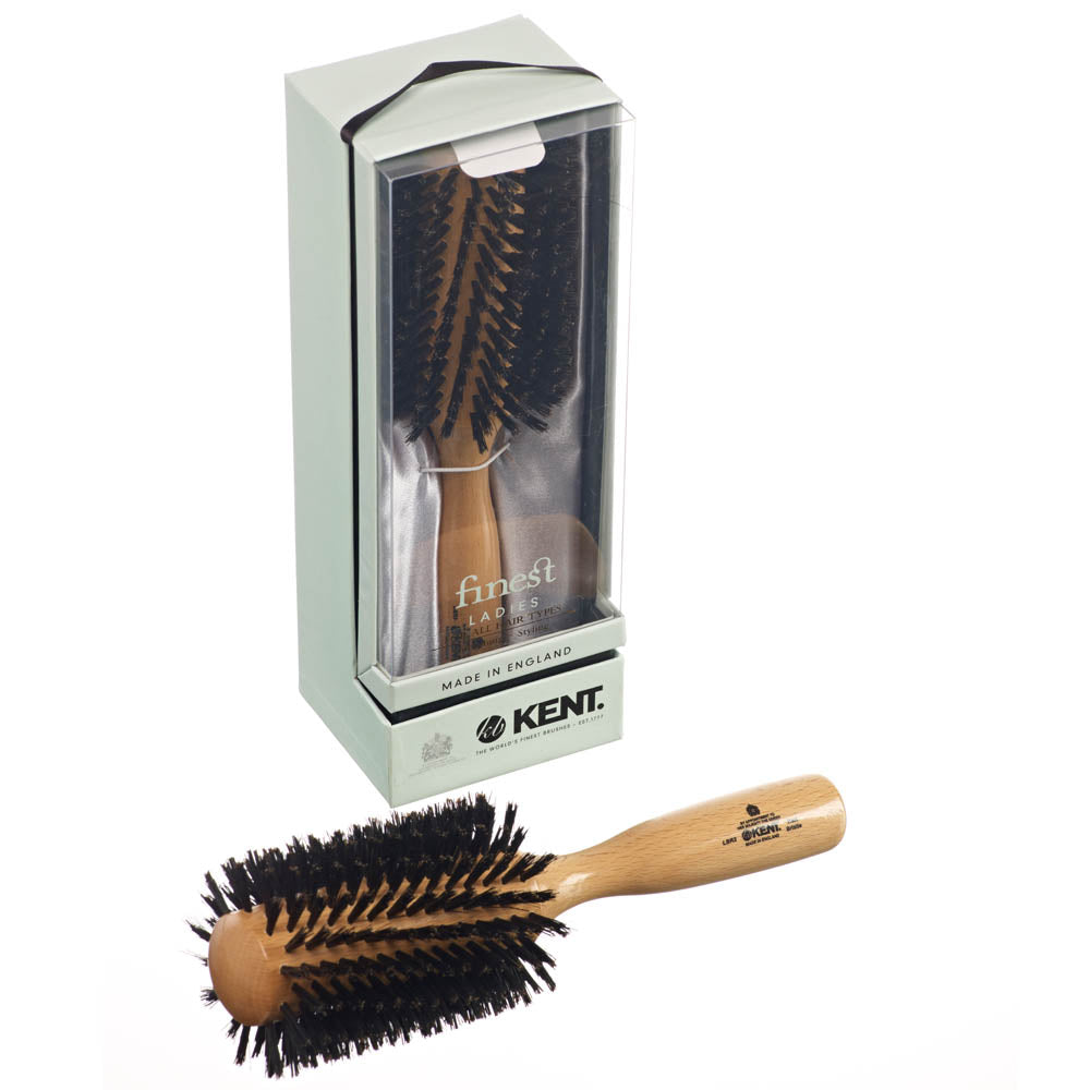 KENT LADIES FINEST BEECHWOOD 75MM PURE BLACK BRISTLE ROUND BRUSH