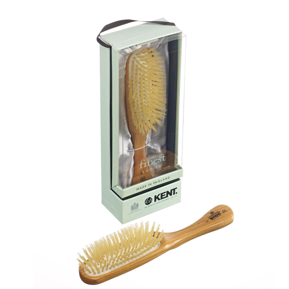 KENT LADIES FINEST BEECHWOOD PURE WHITE BRISTLE CUSHIONED NARROW BRUSH