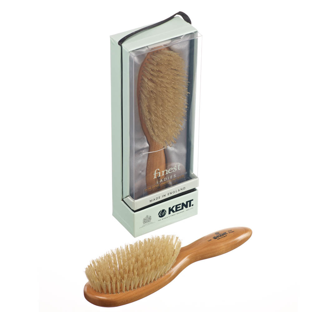 KENT LADIES FINEST CHERRYWOOD PURE WHITE BRISTLE OVAL BRUSH