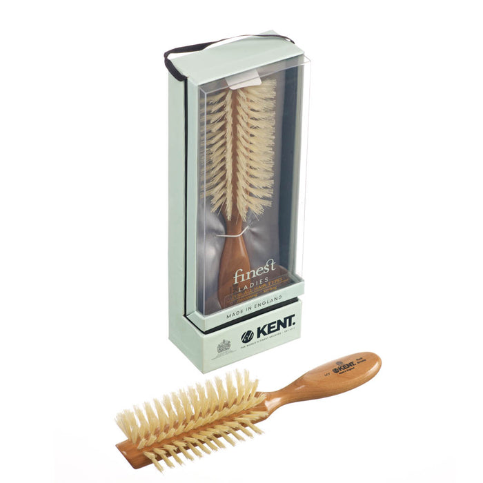 KENT LADIES FINEST CHERRYWOOD PURE WHITE BRISTLE HALF ROUND BRUSH