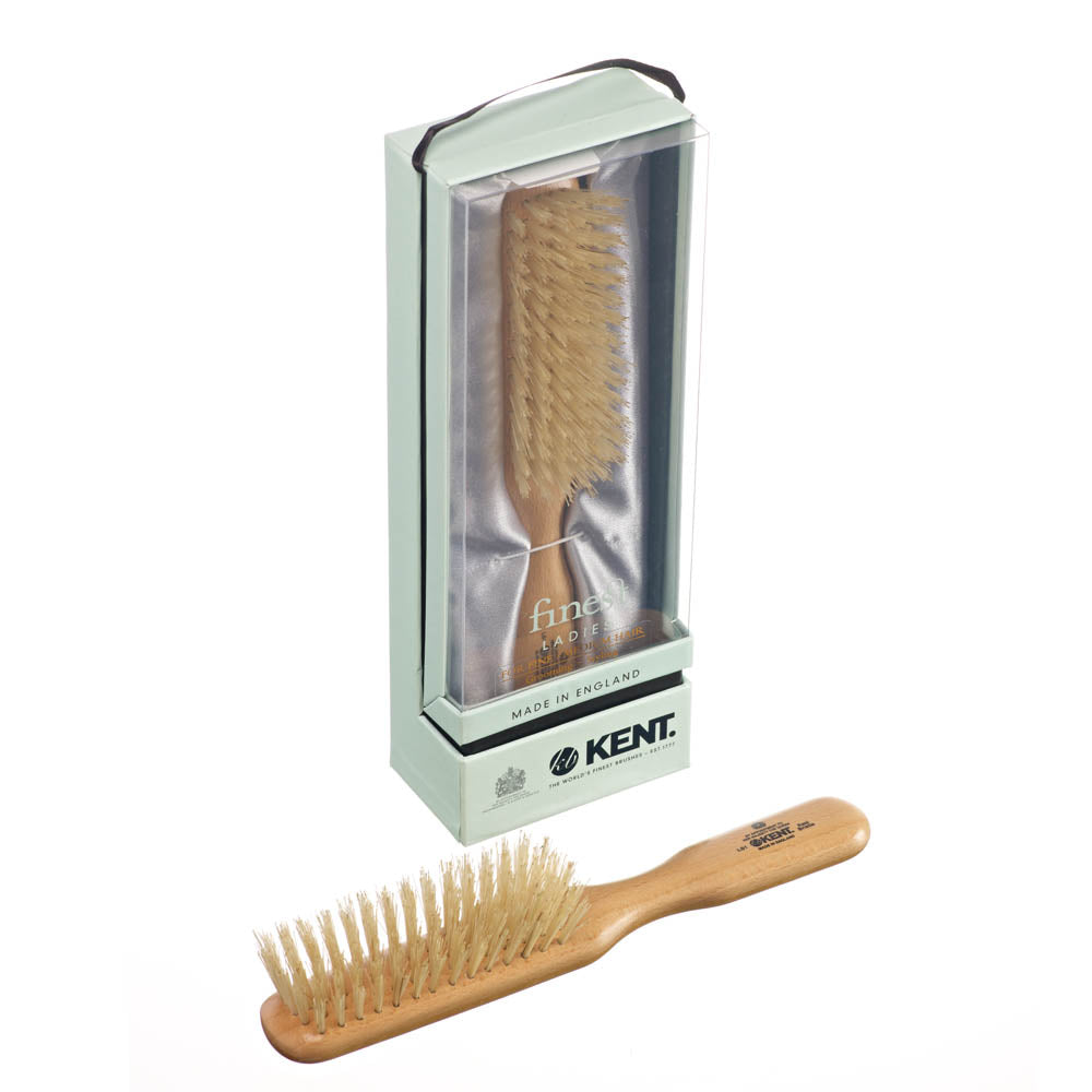 Kent LADIES FINEST SATINWOOD PURE WHITE BRISTLE NARROW BRUSH LS1