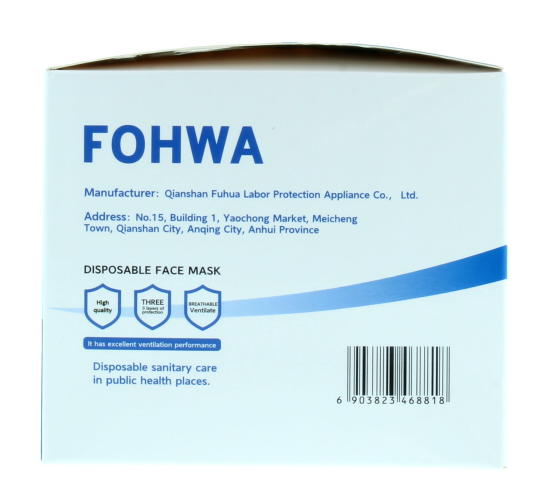 FOHWA Disposable 3 PLY Face Masks (50 Per Box)