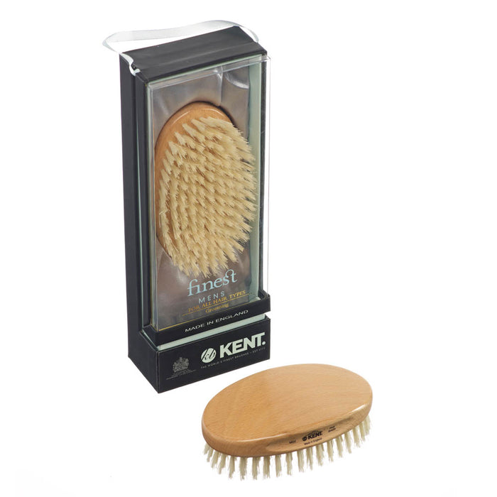 Kent MENS FINEST BEECHWOOD PURE WHITE BRISTLE OVAL BRUSH MG3