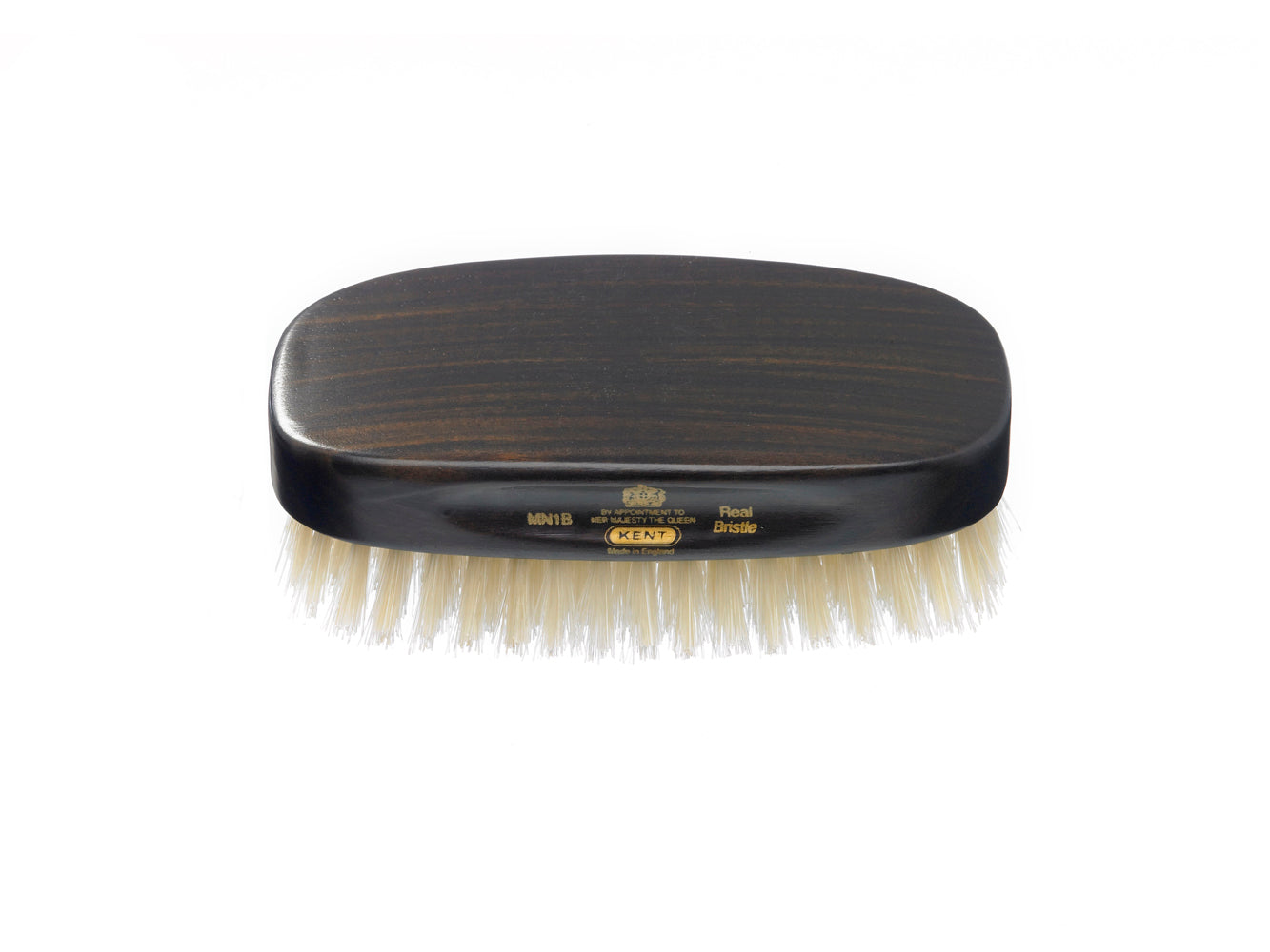 Kent MENS FINEST EBONY WOOD PURE WHITE BRISTLE RECTANGULAR BRUSH MN1B