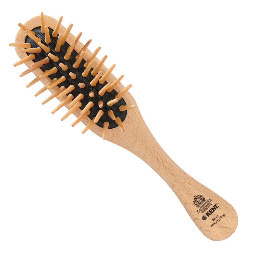 Kent MINI WOODYHOG SMALL BEECHWOOD WOODEN QUILL HAIRBRUSH KB MINI W/HOG