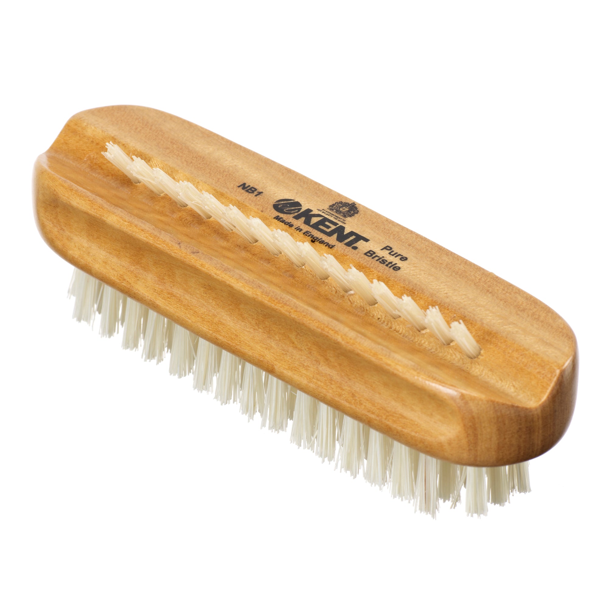 Kent SATINWOOD PURE WHITE BRISTLE EXTRA ROW NAIL BRUSH NB1