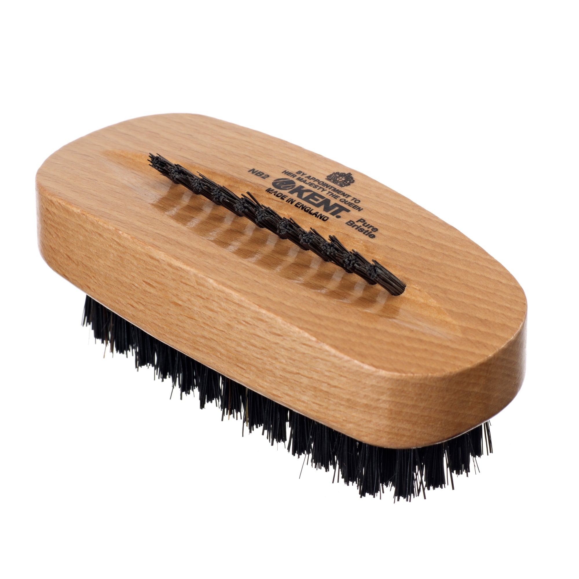 Kent BEECHWOOD PURE BLACK BRISTLE EXTRA ROW NAIL BRUSH NB2