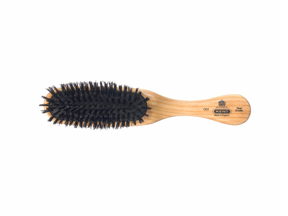 Kent MENS FINEST CHERRY WOOD RUBBER CUSHION PURE BLACK BRISTLE BRUSH OC2