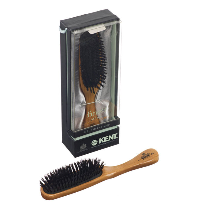 Kent MENS FINEST CHERRY WOOD RUBBER CUSHION PURE BLACK BRISTLE BRUSH OC2