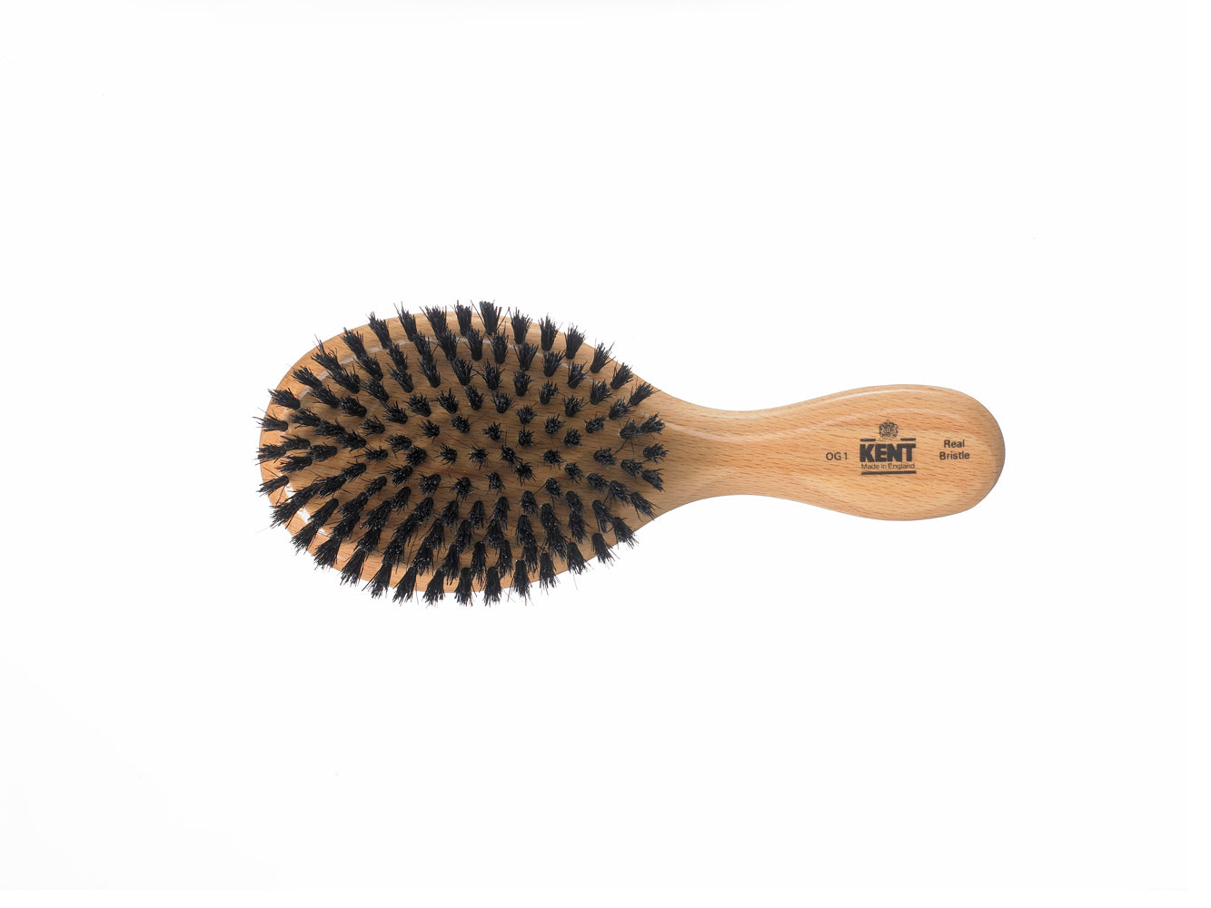 Kent MENS FINEST SATINWOOD PURE BLACK BRISTLE OVAL CLUB BRUSH OG1