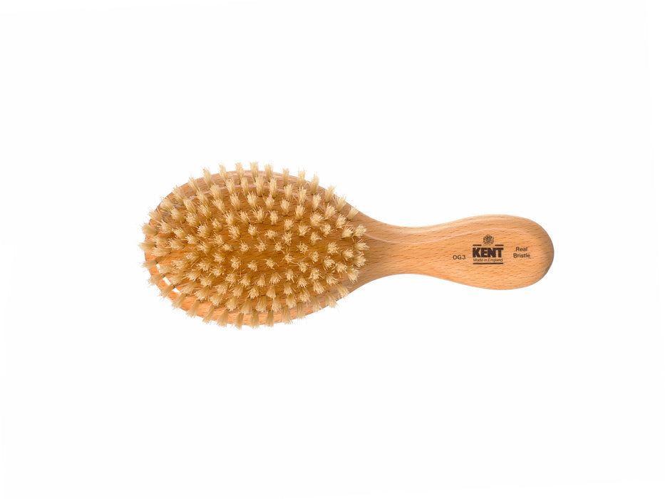 Kent MENS FINEST BEECHWOOD PURE WHITE BRISTLE OVAL CLUB BRUSH OG3