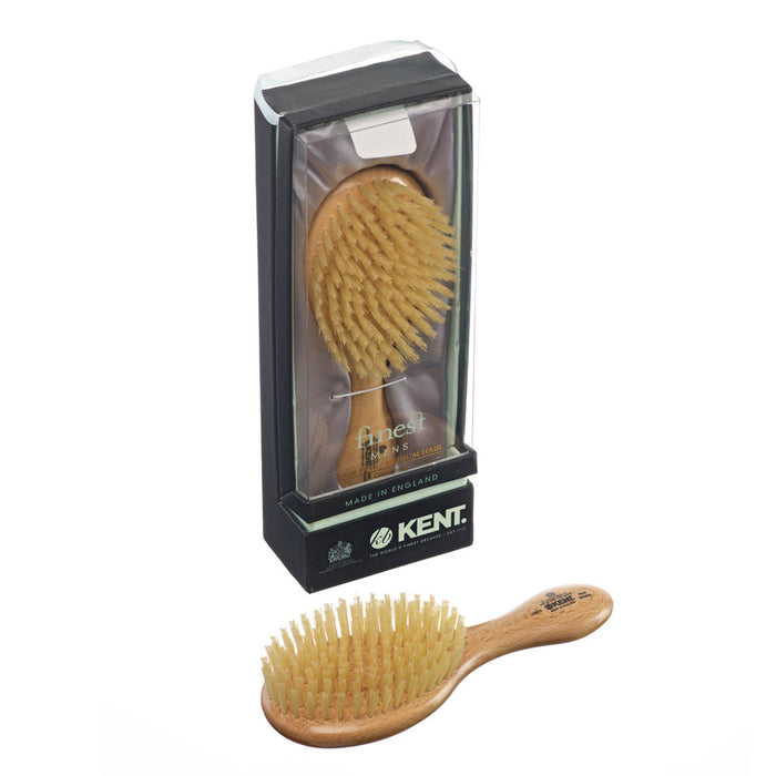 Kent MENS FINEST BEECHWOOD PURE WHITE BRISTLE OVAL CLUB BRUSH OG3