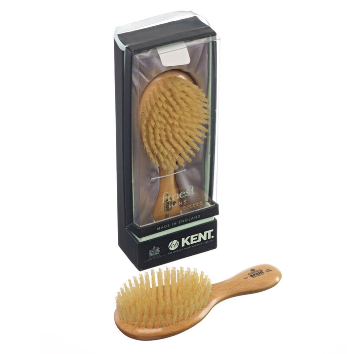 Kent MENS FINEST SATINWOOD PURE WHITE BRISTLE OVAL CLUB BRUSH OS10