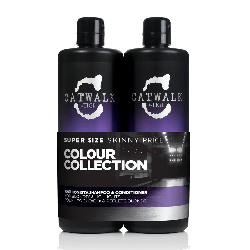 Tigi Fashionista Purple Shampoo and Conditioner for Blonde Hair 2x750ml