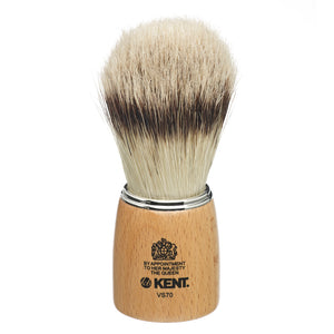 Kent LARGE WOODEN SOCKET BADGER EFFECT BRISTLE SHAVING BRUSH VS70