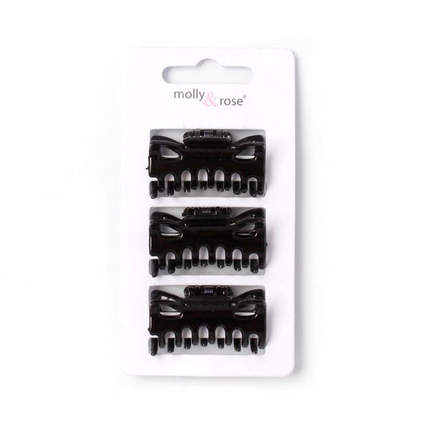 Molly & Rose Item HD162 Card of 3 Black clamps 4cm
