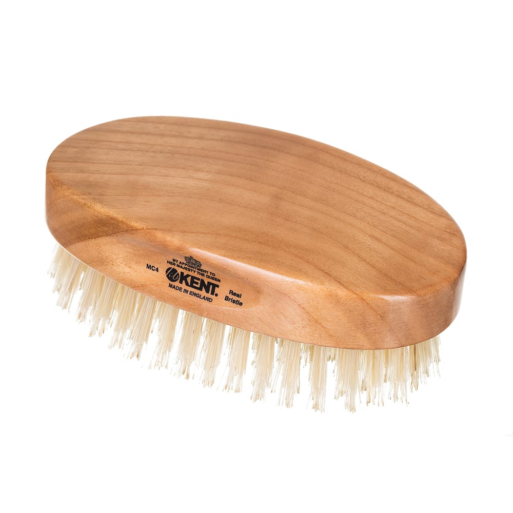 Kent MENS FINEST CHERRYWOOD PURE WHITE BRISTLE OVAL TRAVEL BRUSH MC4