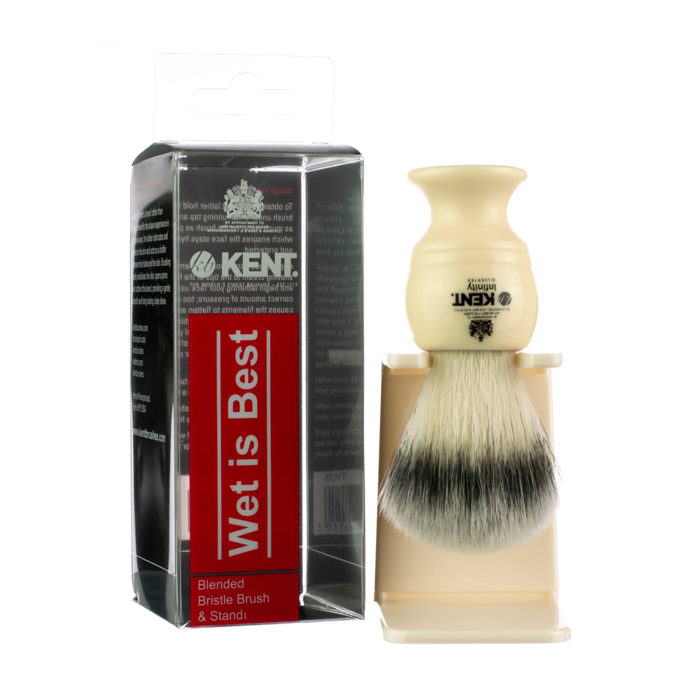 Kent BLENDED BRISTLE SHAVING BRUSH AND STAND GIFT SET WET IS BEST